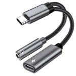 مبدل USB C به جک 3.5MM و شارژر type cمدل NETPIL-adc35mm65w