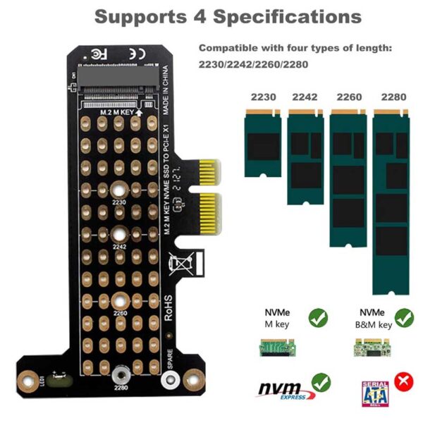 کارت تبدیل M2 SSD NVME به PCI-E مدل netpil-7051