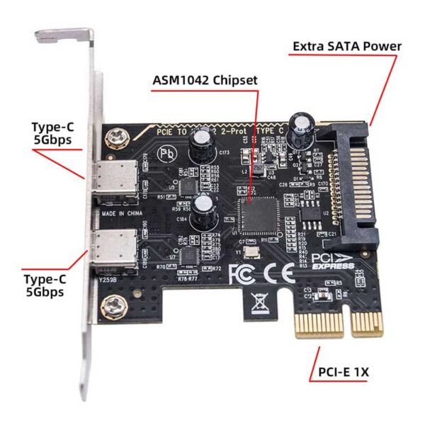 کارت تبدیل PCI-E به TYPE-C مدل NETPIL TP48