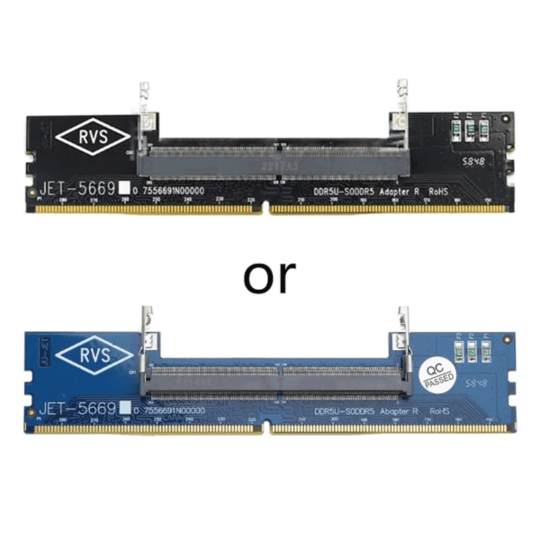 معمولاً برای لپ‌تاپ‌ها ۲۶۲ پین DDR5 SO-DIMM و برای کامپیوترهای رومیزی ۲۸۸ پین DDR5 DIMM وجود دارد.