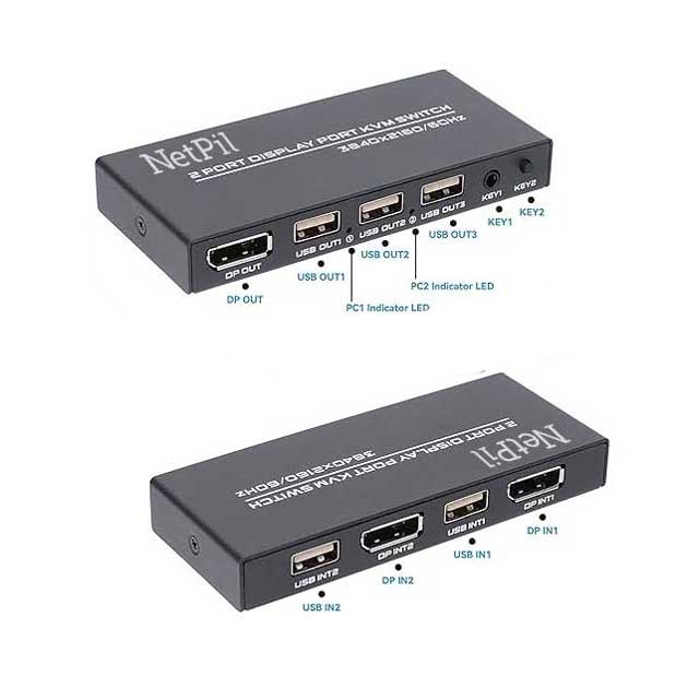کی وی ام سوئیچ ۲ پورت DisplayPort نت پیل مدل DK201 کی وی ام سوئیچ ۲ پورت DisplayPort نت پیل مدل DK201
