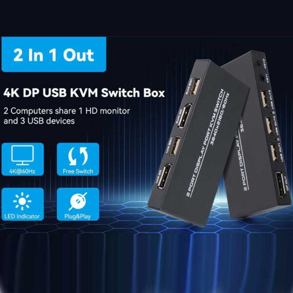 کی وی ام سوئیچ ۲ پورت DisplayPort نت پیل مدل DK201