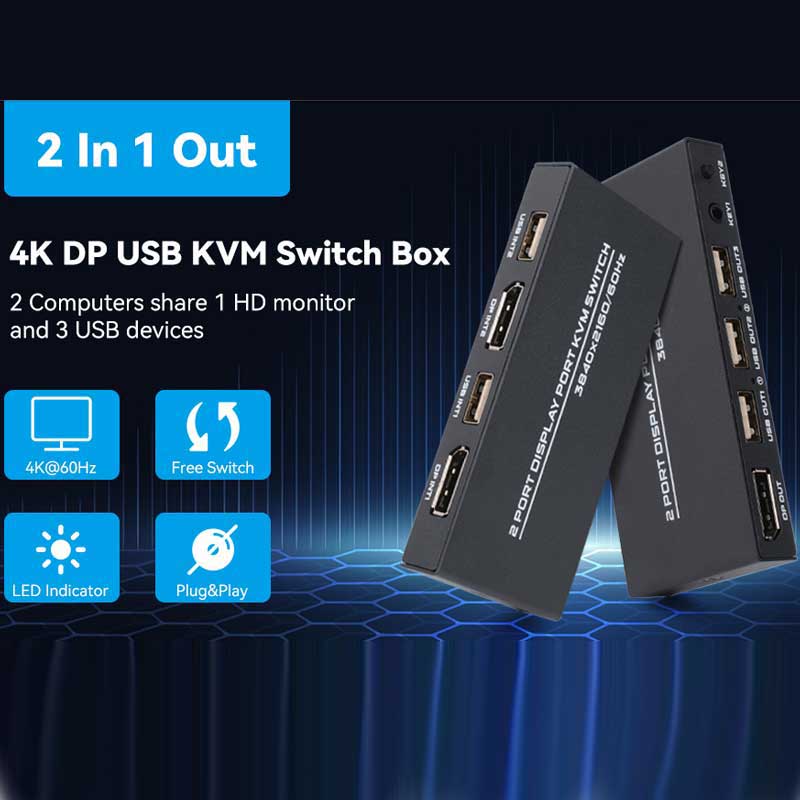 کی وی ام سوئیچ ۲ پورت DisplayPort نت پیل مدل DK201 کی وی ام سوئیچ ۲ پورت DisplayPort نت پیل مدل DK201