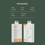 کابل تبدیل USB-C الدینیو مدل LC122-C طول 2 متر