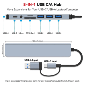 هاب 8 پورت type c مدل NETPIL 8033